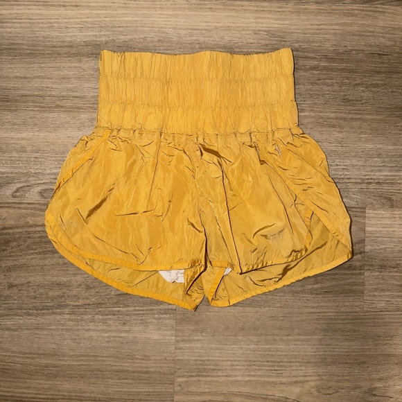 FP Movement Pants - FP Movement‎ The Way Home Shorts Mustard Yellow High Waist Smocked Athletic XS